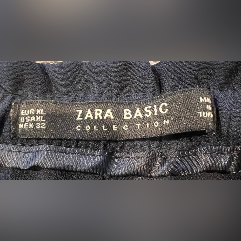 Zara basic collection size XL navy polyester, elastic waistband drawstring pants - Picture 3 of 4